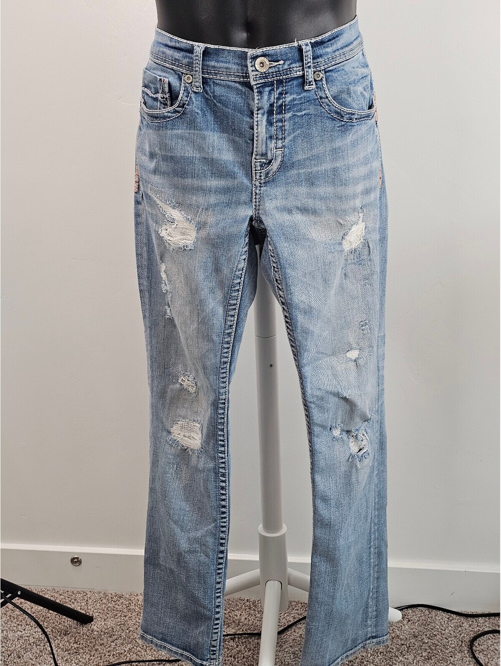 BKE Asher  Light Wash Distressed Denim Jeans